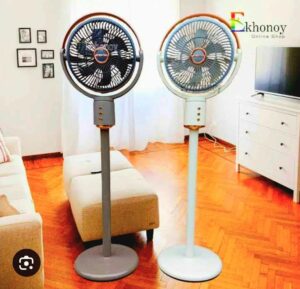 JY Super JY-2219 Rechargeable Stand Fan 12″ 12000mAh Battery – High Speed & Long Backup