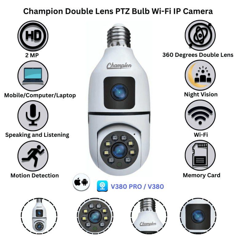 Double Lens Wifi Supported Bulb Camera