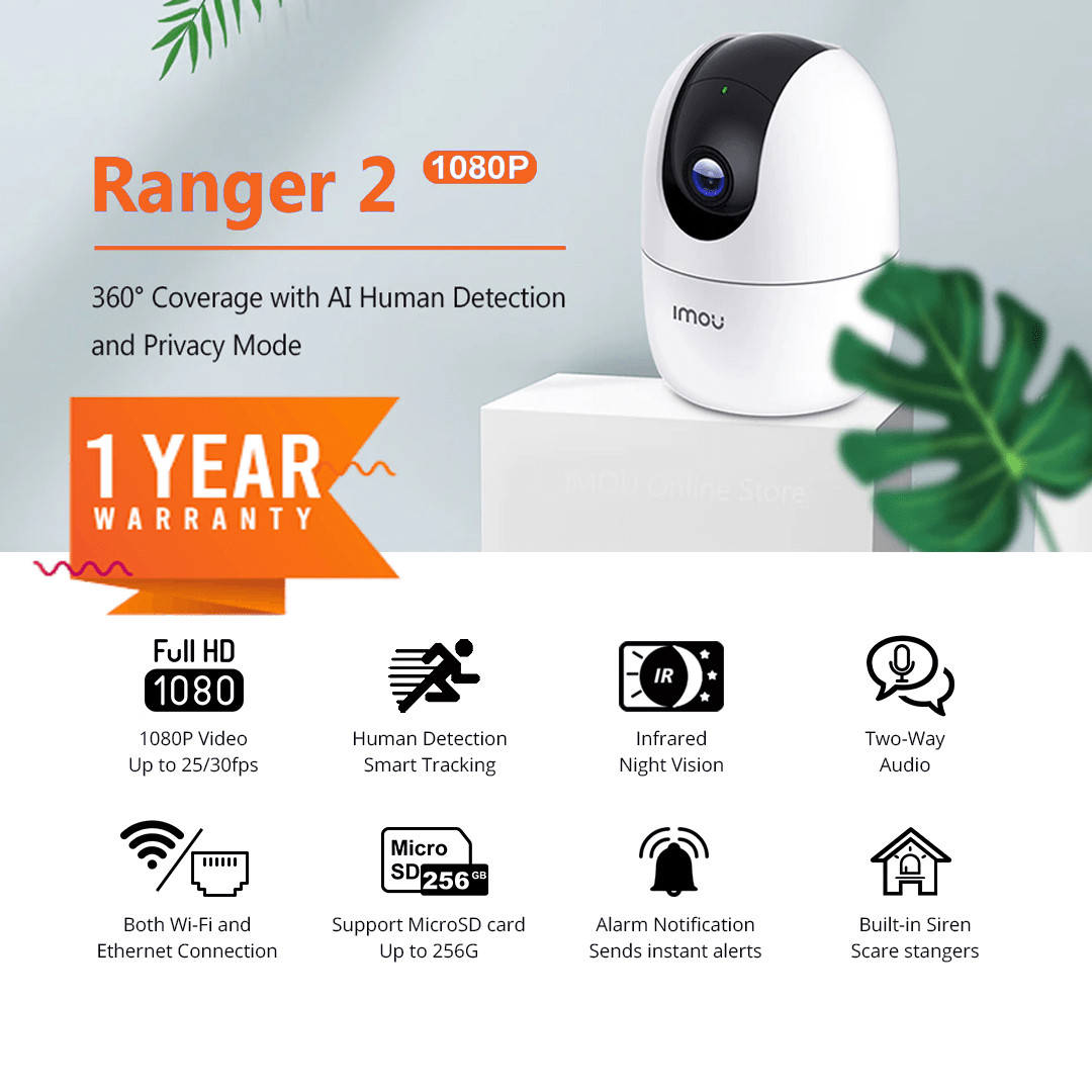 Imou Ranger 2 Wifi Ptz Camera 2Mp Resolution